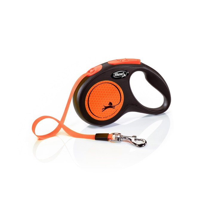 Рулетка Flexi Neon New S (до 15 кг) лента 5 м, оранжевая - Фото 1
