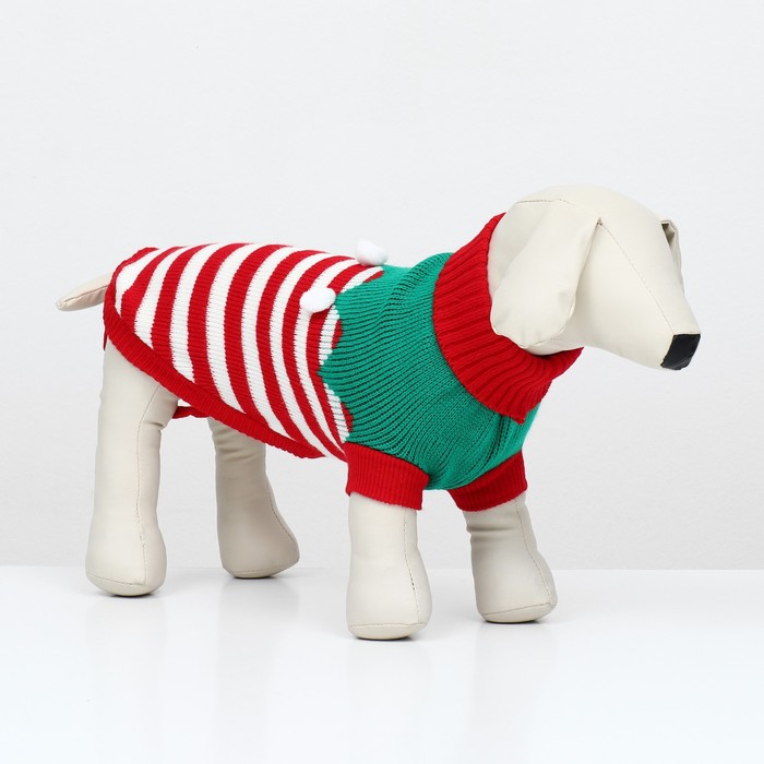 Свитер новогодний для животных «Ягодка», размер L, ДС 35, ОШ 30, ОГ 45 см, красный, зелёный - Фото 1