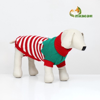 Свитер новогодний для животных «Ягодка», размер XL, ДС 40, ОШ 33, ОГ 50 см, красный, зелёный