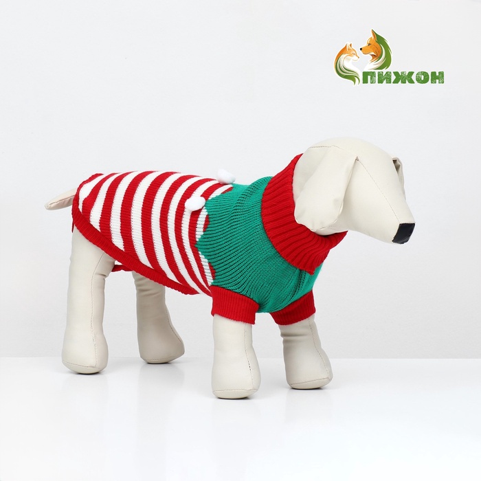Свитер новогодний для животных «Ягодка», размер XL, ДС 40, ОШ 33, ОГ 50 см, красный, зелёный - Фото 1