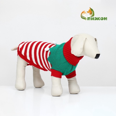 Свитер новогодний для животных «Ягодка», размер 2XL, ДС 41, ОШ 41, ОГ 36-60 см, красный, зелёный