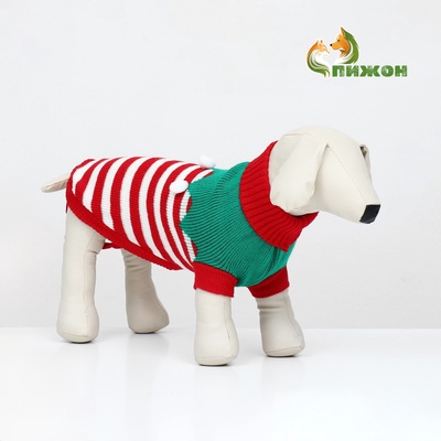 Свитер новогодний для животных «Ягодка», размер 3XL, ДС 46, ОШ 46, ОГ 38-64 см, красный, зелёный