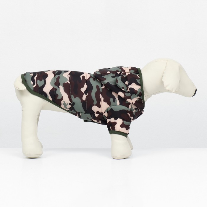 Куртка для собак "Боец" с капюшоном, размер S (ДС 25, ОГ 34 см), камуфляж
