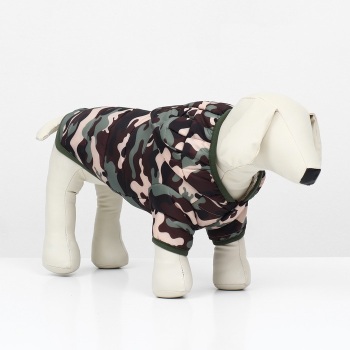 Куртка для собак "Боец" с капюшоном, размер 2ХL (ДС 41, ОГ 54 см), камуфляж