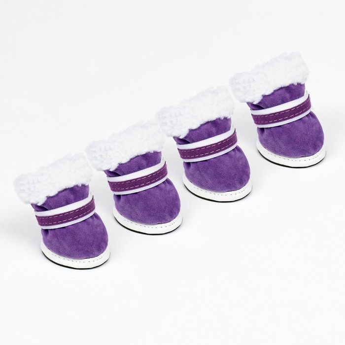Ботинки "На прогулку", набор 4 шт, 1 размер, фиолетовые - Фото 1