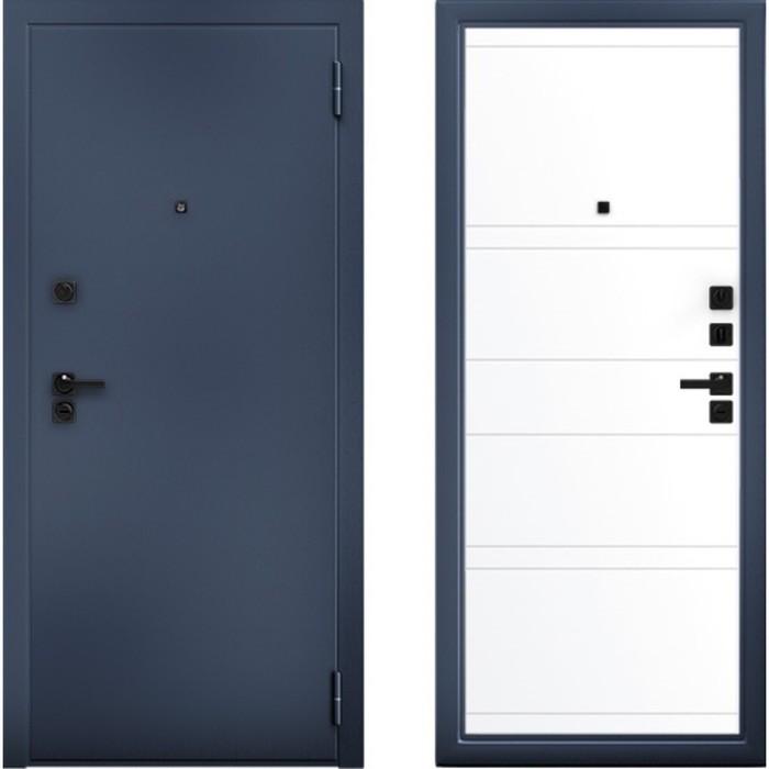 Входная дверь «Ультра Марвин Букле», 870×2060 мм, левая, графит синий / эмалит арктик - Фото 1