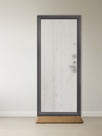 Входная дверь в квартиру «Берлога. Сити Антик Лофт», 970×2050 мм, левая, цвет антик серебро/бетон светлый