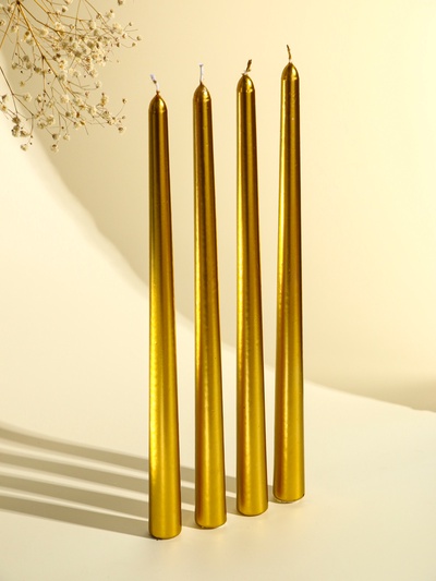 Набор свечей античных, 2.2×30 см, 4 шт., золотой металлик
