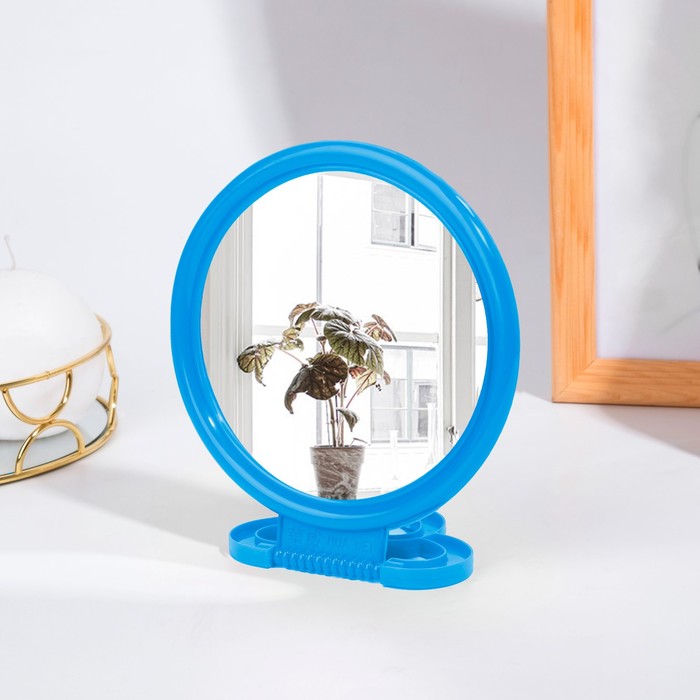 Зеркало настольное - подвесное, d зеркальной поверхности 6,7 см, цвет МИКС