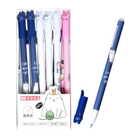 Ручка гелевая со стираемыми чернилами Calligrata, 0.38мм, стержень синий, корпус "Кот", микс