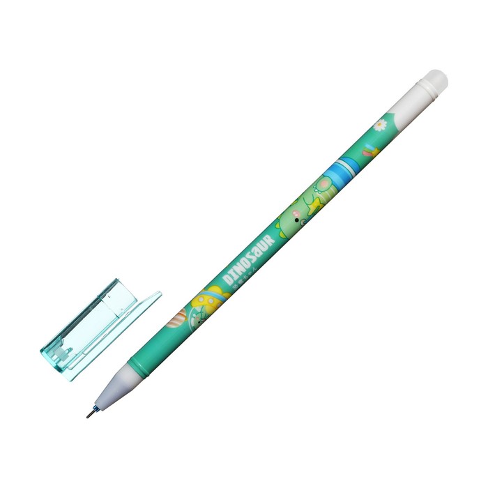 Ручка гелевая СТИРАЕМЫЕ ЧЕРНИЛА, стержень синий, 0.38 мм, корпус Дино МИКС