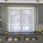 Штора кухонная на шторной ленте ш245хв165 см, цв. Белый, 100% п/э, арт.Р.М509б - фото 1772815