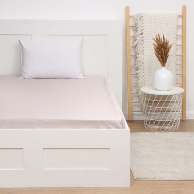 Простыня 1.5 спальная «Этель» Silver cloud, 150×215 см, мако-сатин, хлопок 100%