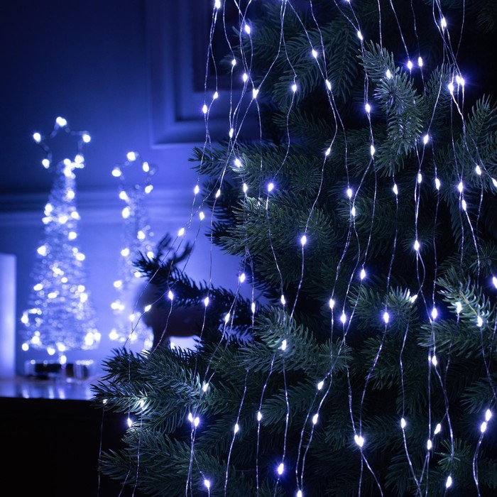 УЦЕНКА Гирлянда «Конский хвост» 20 нитей по 2 м, IP20, 400 LED, 12 В, серебристая нить, свечение белое - Фото 1