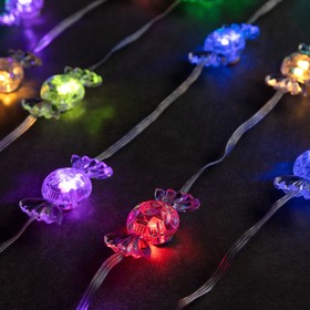УЦЕНКА Гирлянда «Нить», 10 м, с насадками в виде конфеток, IP20, 66 LED, USB, прозрачная нить, свечение RGB 10182551