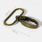 Карабин металлический, 45×38 мм / 32×2.7 мм, 10 шт., цвет бронзовый - Фото 2