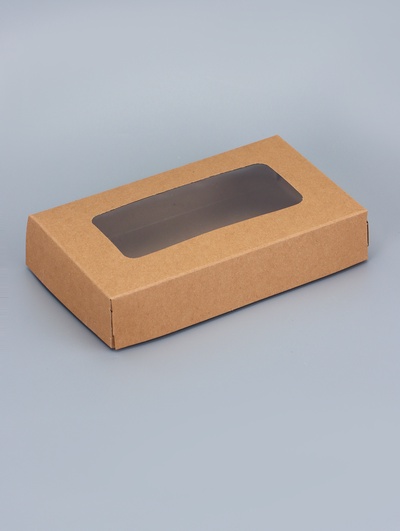 Контейнер на вынос, с окном, крафт, 20×12×4 см