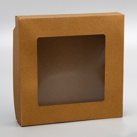 Коробка складная, с окном крафт, 20?20?4 см (комплект 20 шт)