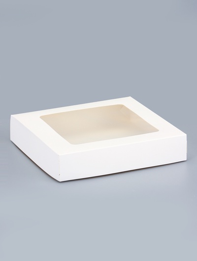 Контейнер на вынос, с окном, белый, 20×20×4 см