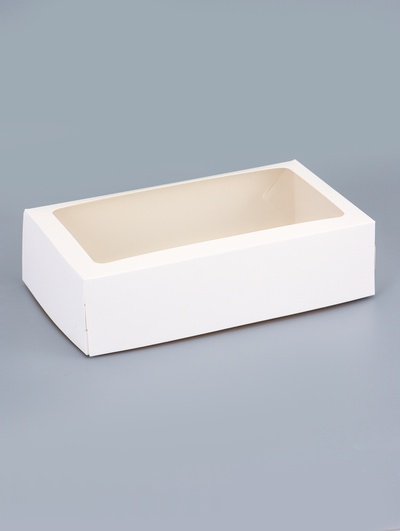 Упаковка для продуктов с окном, белая, 23×14×6 см, 1.9 л