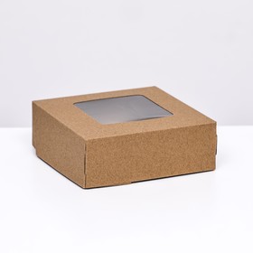 Коробка складная, с окном, крафт, 11,5 х 11,5 х 4 см (комплект 20 шт)