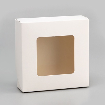 Коробка пищевая, с окном, белый, 11.5×11.5×4 см