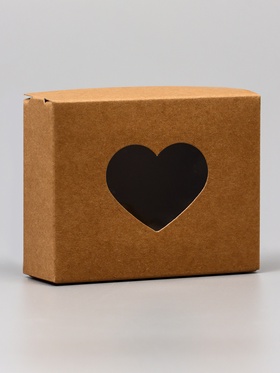 Коробка складная «Сердца», крафт, с окном, 10?8?3.5 см (комплект 20 шт)