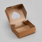 Коробка складная «Сердца», крафт, с окном, 10×8×3.5 см  (артикул 9643050)  большой выбор товаров оптом и в розницу по низким ценам с доставкой