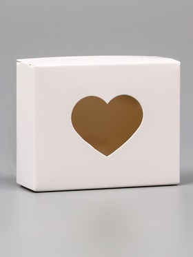 Коробка складная «Сердца», белый, с окном, 10?8?3.5 см (комплект 20 шт)