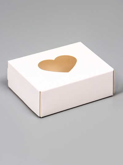 Коробка складная «Сердца», белый, с окном, 10×8×3.5 см