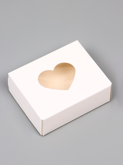 Коробка складная «Сердца», белый, с окном, 10×8×3.5 см