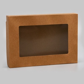 Коробка складная, с окном, крафт, 28?20?5 см (комплект 20 шт)