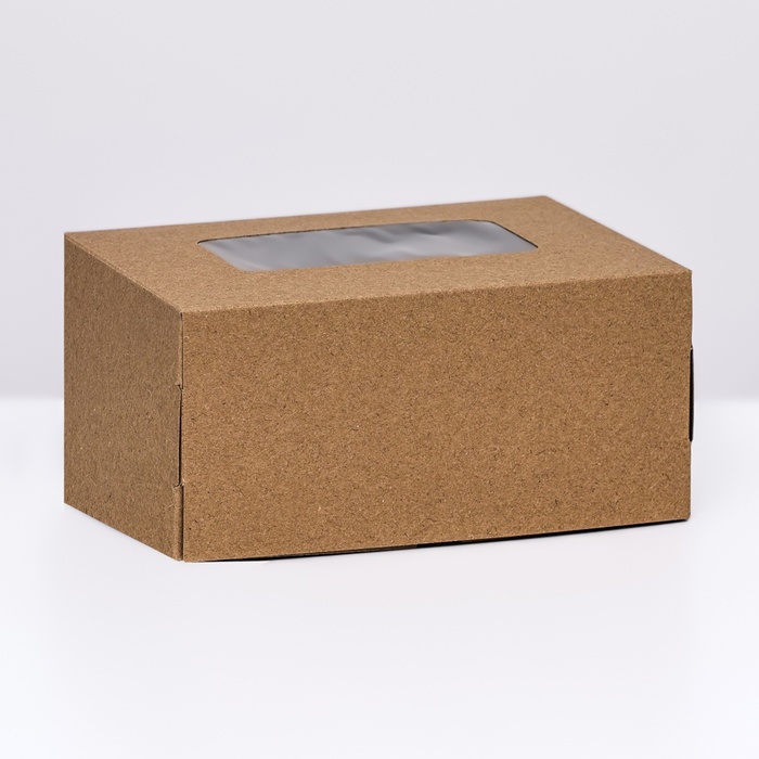 Коробка складная, с окном, крафт, 15 х 10 х 7 см - Фото 1