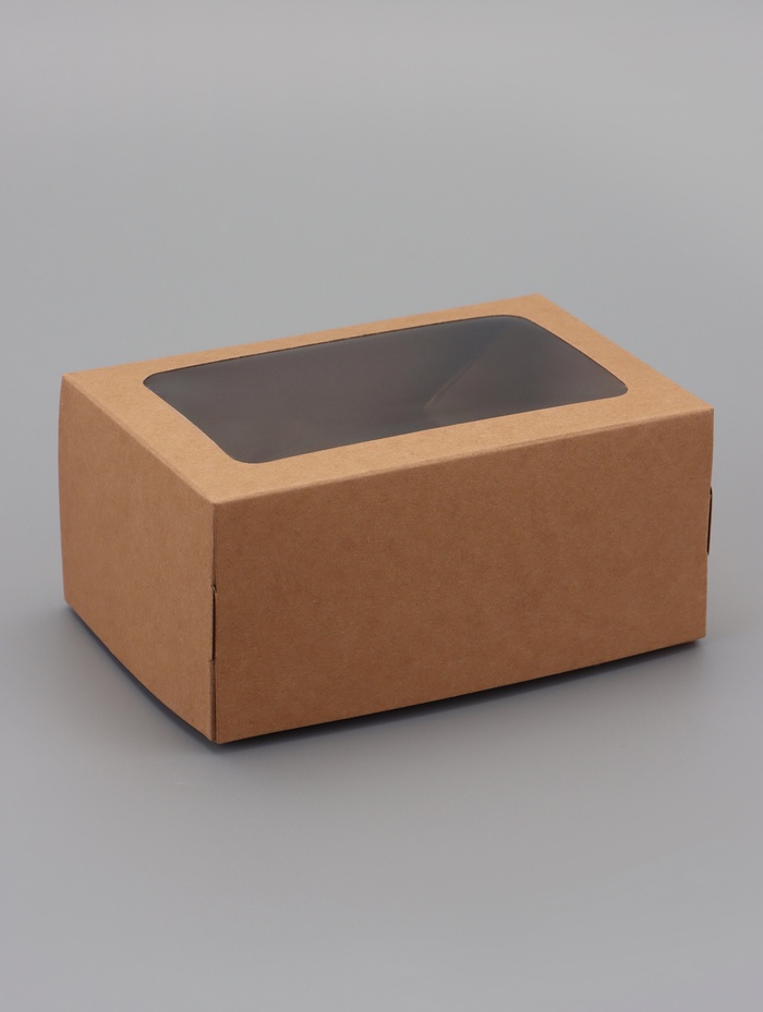 Коробка складная, с окном, крафт, 15×10×7 см - Фото 1