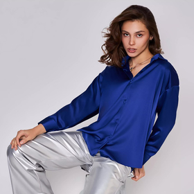 Рубашка женская, цвет синий, размер S (42)