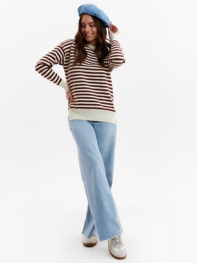 Джемпер женский DommoD, коричневый, молочный, размер 46-50