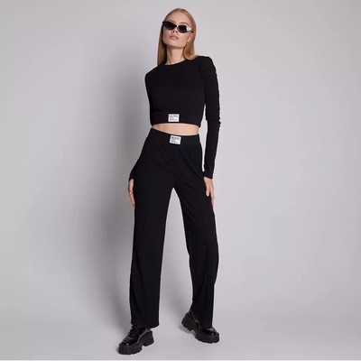 Костюм женский (лонгслив, брюки) DommoD, размер S, чёрный