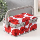 Шкатулка для рукоделия и шитья «Красные маки на белом», хранение ниток, иголок, мелочи, 18×12×9.5 см - Фото 3