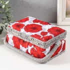 Шкатулка для рукоделия и шитья «Красные маки на белом», хранение ниток, иголок, мелочи, 18×12×9.5 см - Фото 6