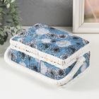 Шкатулка для рукоделия и шитья «Чёрно-белые цветы на голубом», хранение ниток, иголок, мелочи, 18×12×9.5 см - Фото 4