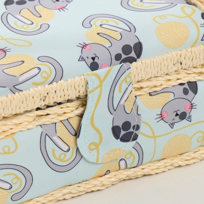 Шкатулка для рукоделия и шитья «Котята на клубках», хранение ниток, иголок, мелочи, 18×12×9.5 см