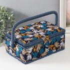 Шкатулка для рукоделия и шитья «Лесные веточки на синем», хранение ниток, иголок, мелочи, 24×16×11 см - Фото 3