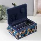 Шкатулка для рукоделия и шитья «Лесные веточки на синем», хранение ниток, иголок, мелочи, 24×16×11 см - Фото 5