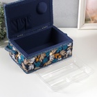 Шкатулка для рукоделия и шитья «Лесные веточки на синем», хранение ниток, иголок, мелочи, 24×16×11 см - Фото 6