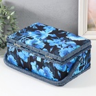 Шкатулка для рукоделия и шитья «Голубые цветы на синем», хранение ниток, иголок, мелочи, 24×16×11 см - Фото 7