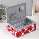 Шкатулка для рукоделия и шитья «Красные маки на белом», хранение ниток, иголок, мелочи, 24×16×11 см - Фото 5