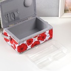 Шкатулка для рукоделия и шитья «Красные маки на белом», хранение ниток, иголок, мелочи, 24×16×11 см - Фото 6