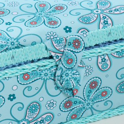 Шкатулка для рукоделия и шитья «Бабочки и цветочки на голубом», хранение ниток, иголок, мелочи, 20×20×11 см