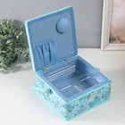 Шкатулка для рукоделия и шитья «Бабочки и цветочки на голубом», хранение ниток, иголок, мелочи, 20×20×11 см - Фото 3