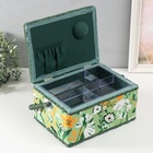 Шкатулка для рукоделия и шитья «Летние цветы на зелёном», хранение ниток, иголок, мелочи, 19×26×14.5 см - Фото 5